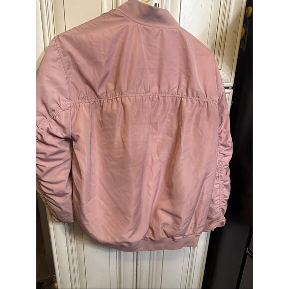 ZARA Girls Full Zip Ruched Long Sleeve Bomber Jacket Pink Size 11-12 - Picture 5 of 8